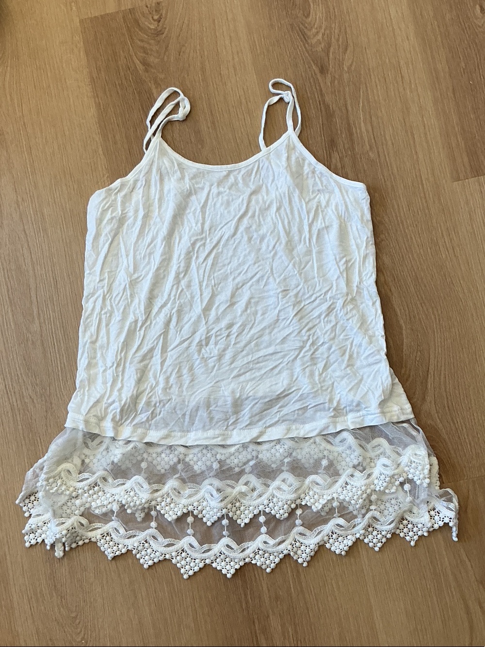 White Lace-Hem Cami Tank Top